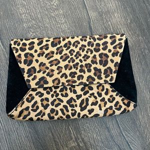 J. Crew calf hair leopard clutch new with tags